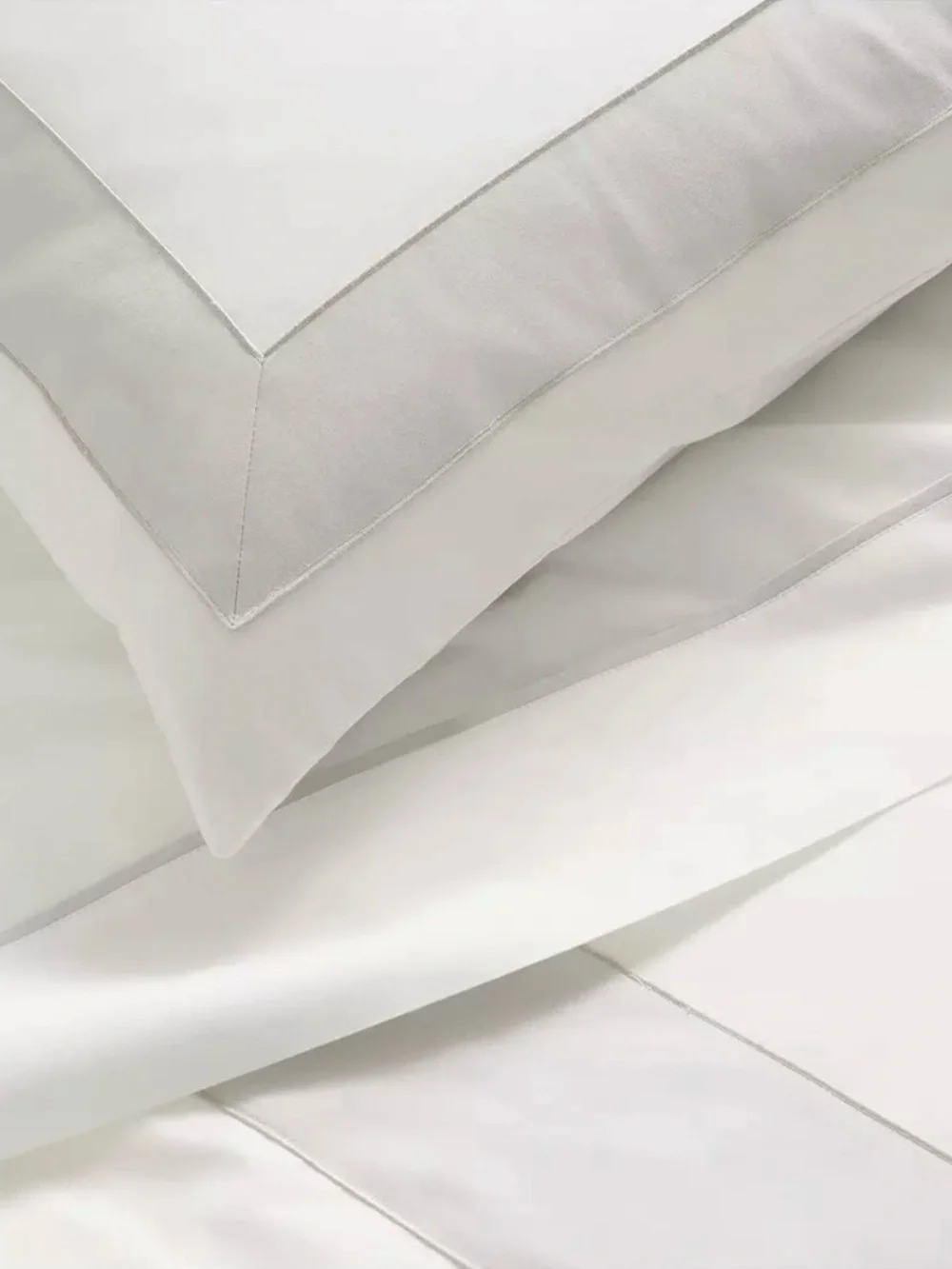 SET OF 2 - Serena & Lily Beach Club Border Percale Standard Pillow Shams in Fog